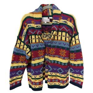 Vintage Westbound Knitted by Hand multicolored open cardigan size L
